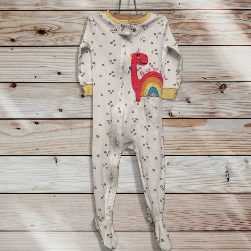 Koala Kids 12m Footie with Rainbow Dinosaur and Hearts unused